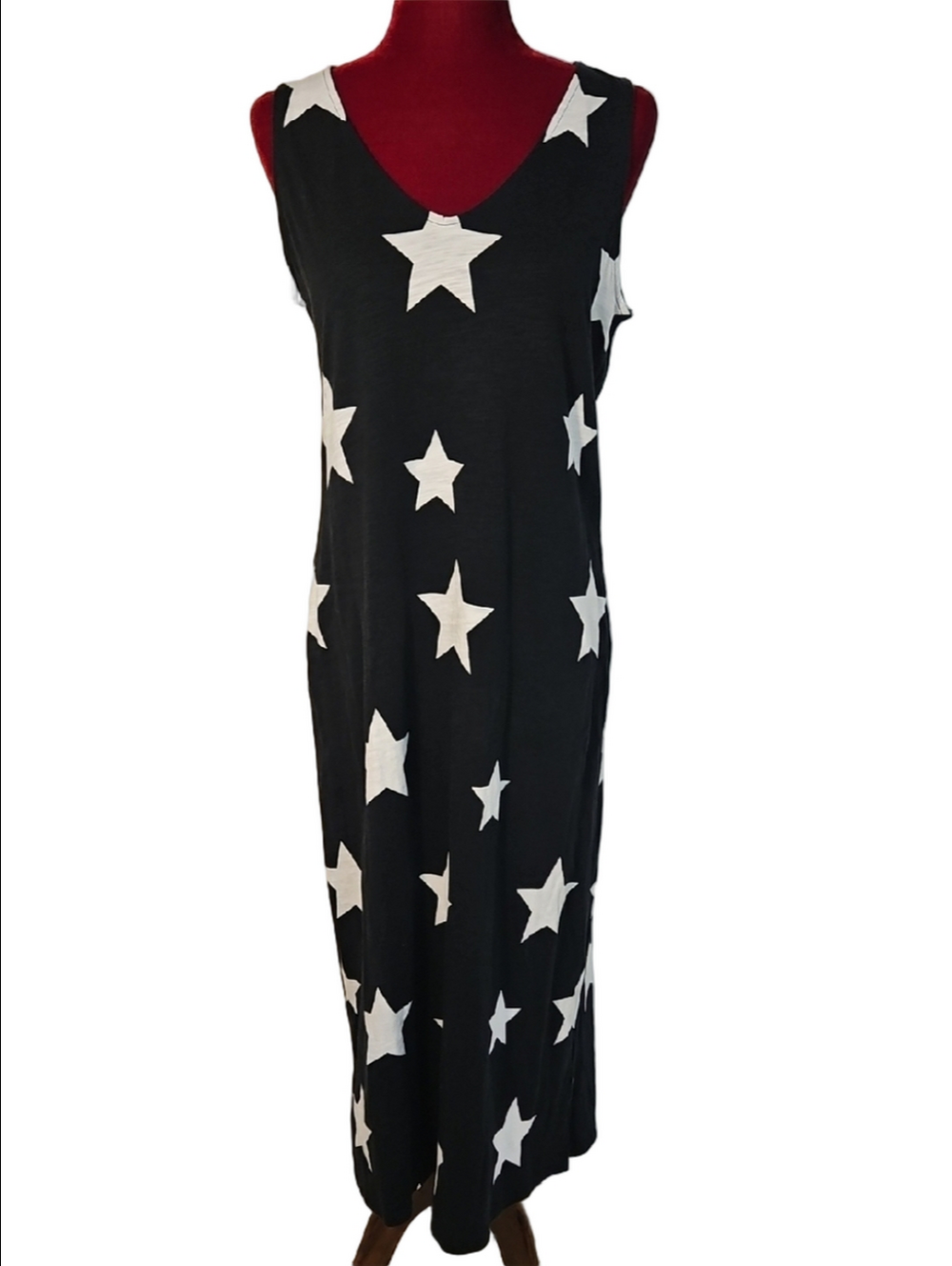 Belle By Kim Gravel Patriotic Sleeveless Maxi Dress Size Medium